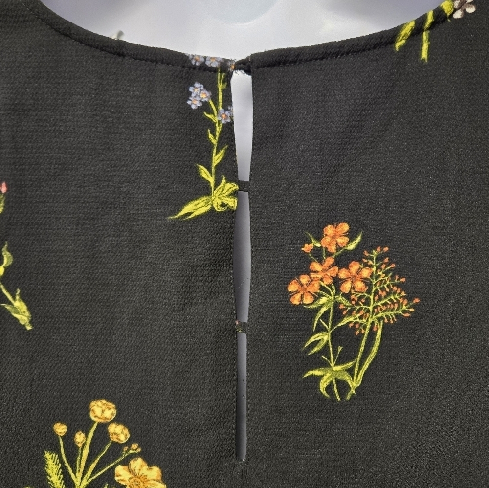H&M Shift Floral Black Dress 12 - Picture 3 of 7